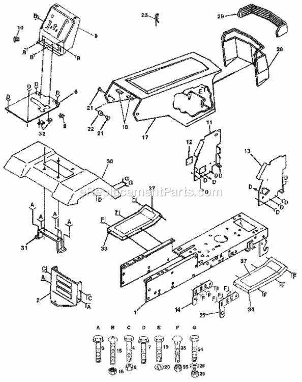 Page D Diagram and Parts List for 917255591  Craftsman Lawn Tractor