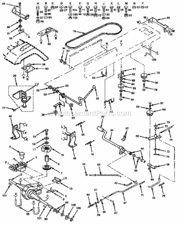 Page E Diagram and Parts List for 917255591  Craftsman Lawn Tractor