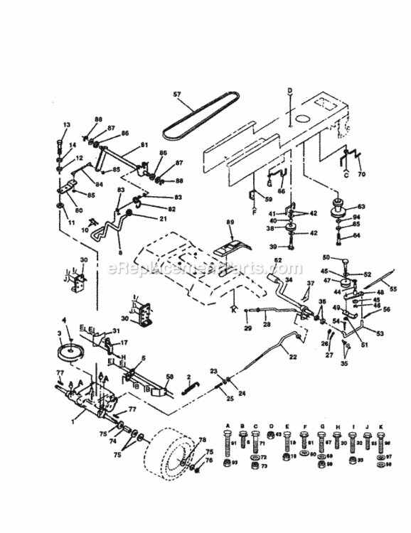 Page C Diagram and Parts List for 917255690  Craftsman Lawn Tractor