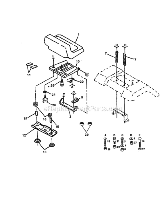 Page E Diagram and Parts List for 917255690  Craftsman Lawn Tractor