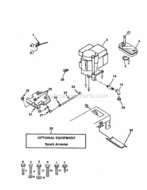 Page H Diagram and Parts List for 917255690  Craftsman Lawn Tractor