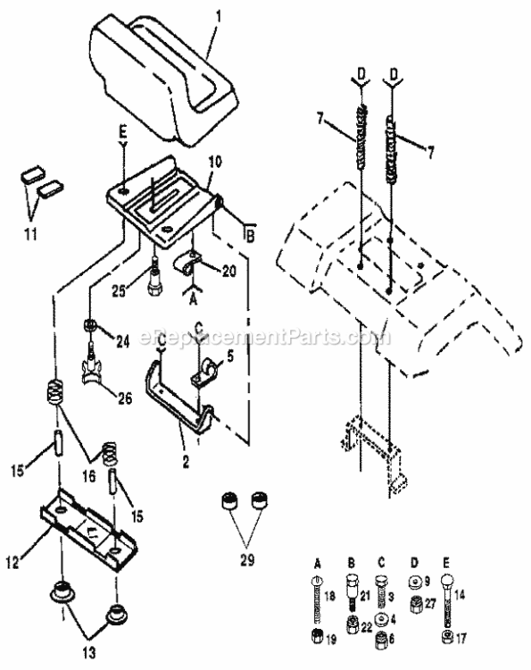 Page E Diagram and Parts List for 917255691  Craftsman Lawn Tractor