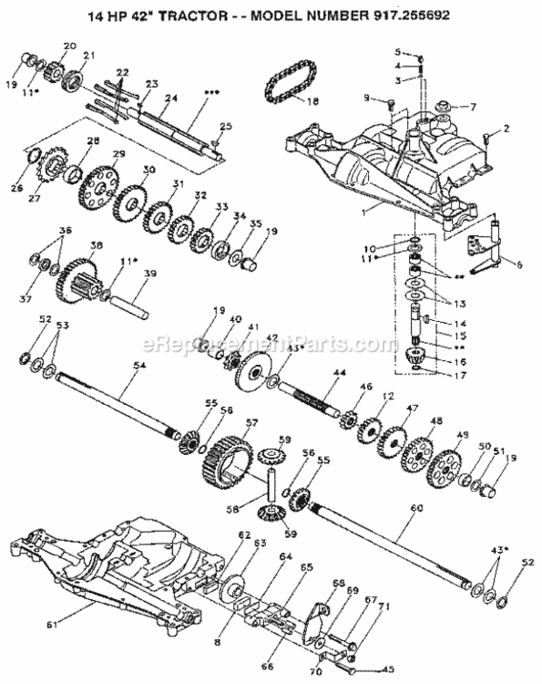 Page J Diagram and Parts List for 917255692  Craftsman Lawn Tractor