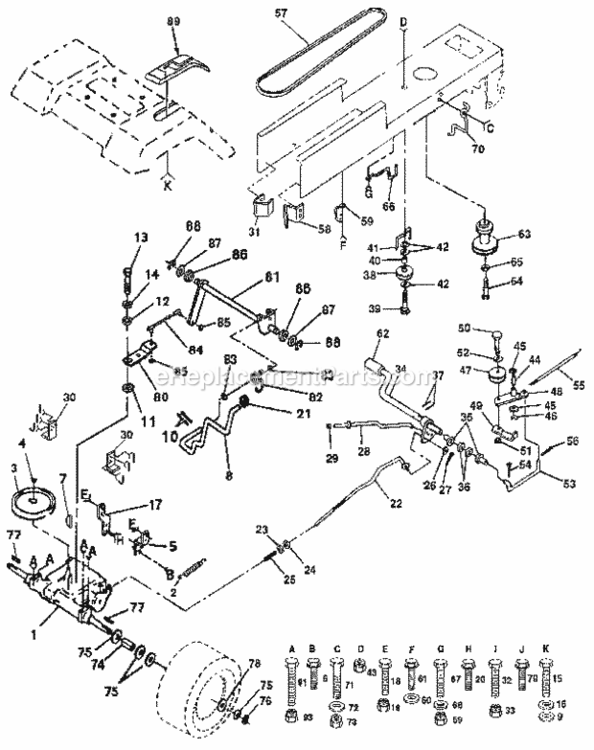 Page C Diagram and Parts List for 917255692  Craftsman Lawn Tractor
