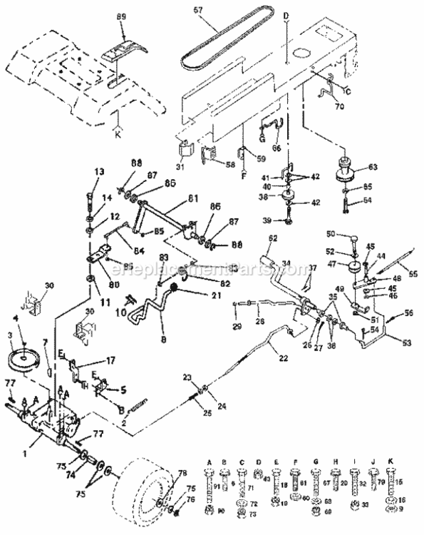 Page C Diagram and Parts List for 917255693  Craftsman Lawn Tractor