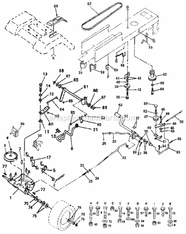 Page C Diagram and Parts List for 917255694  Craftsman Lawn Tractor