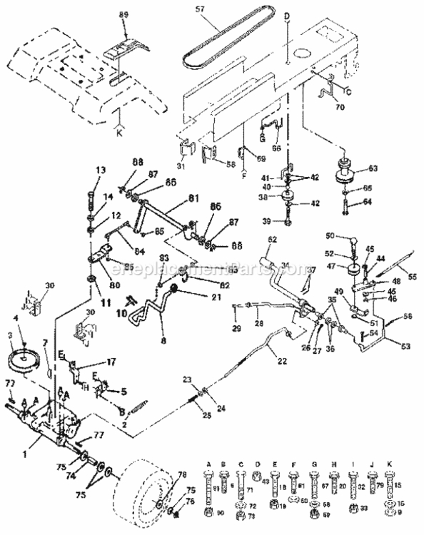 Page C Diagram and Parts List for 917255695  Craftsman Lawn Tractor