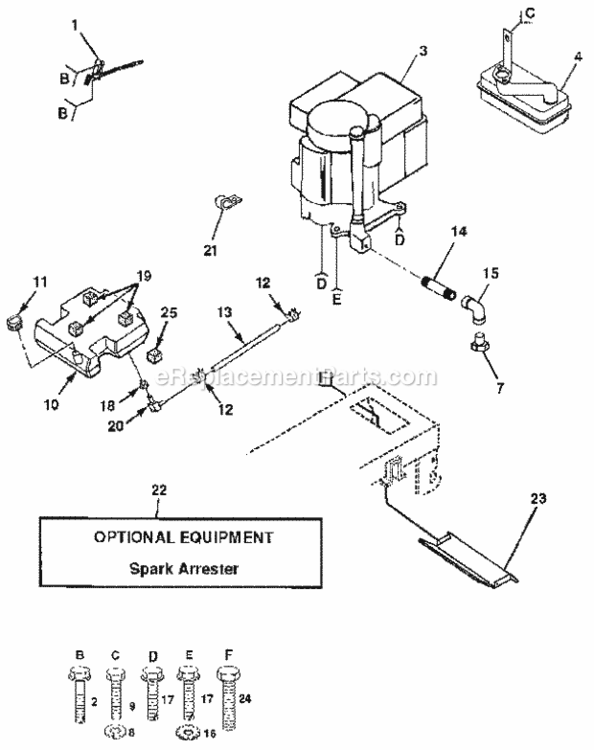 Page E Diagram and Parts List for 917255695  Craftsman Lawn Tractor