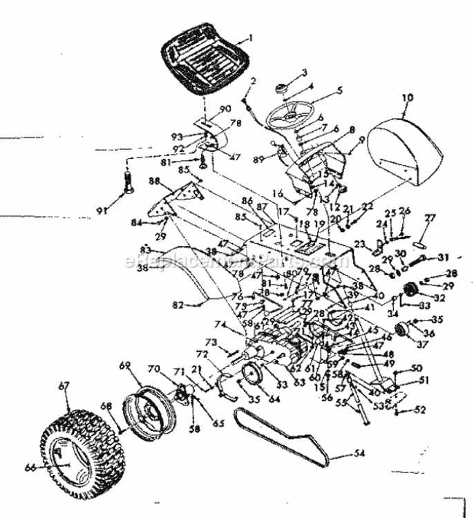 Page B Diagram and Parts List for 91725570  Craftsman Lawn Tractor