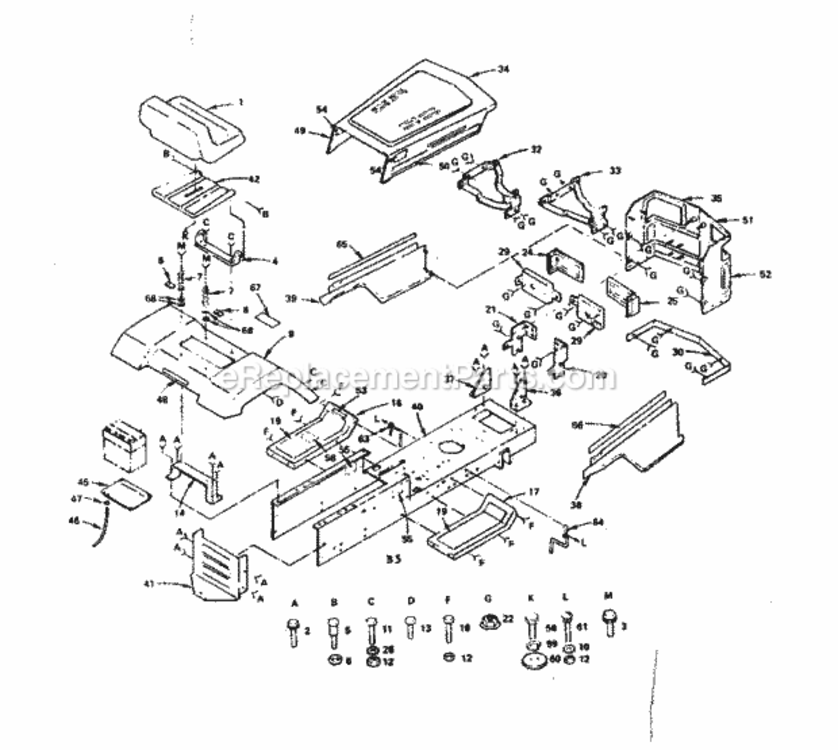 Page B Diagram and Parts List for 917255723  Craftsman Lawn Tractor