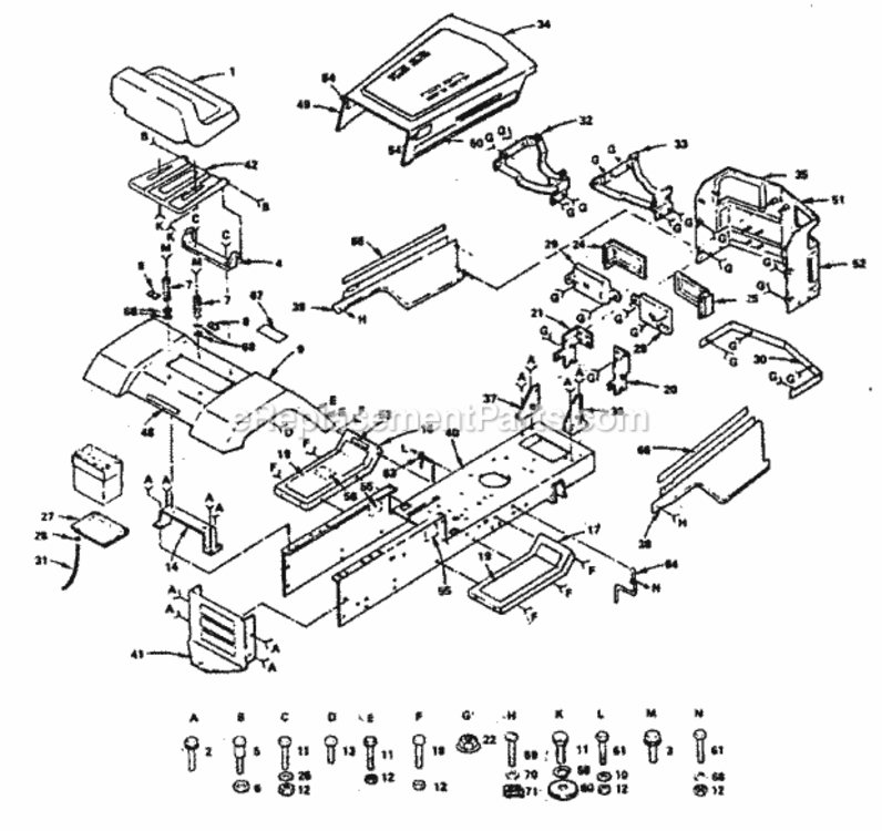 Page B Diagram and Parts List for 917255726  Craftsman Lawn Tractor