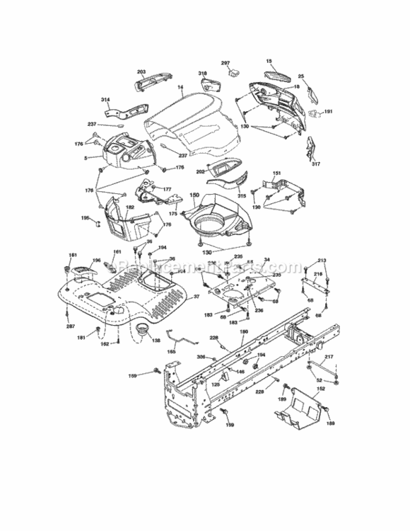Page B Diagram and Parts List for 917255729  Craftsman Lawn Tractor