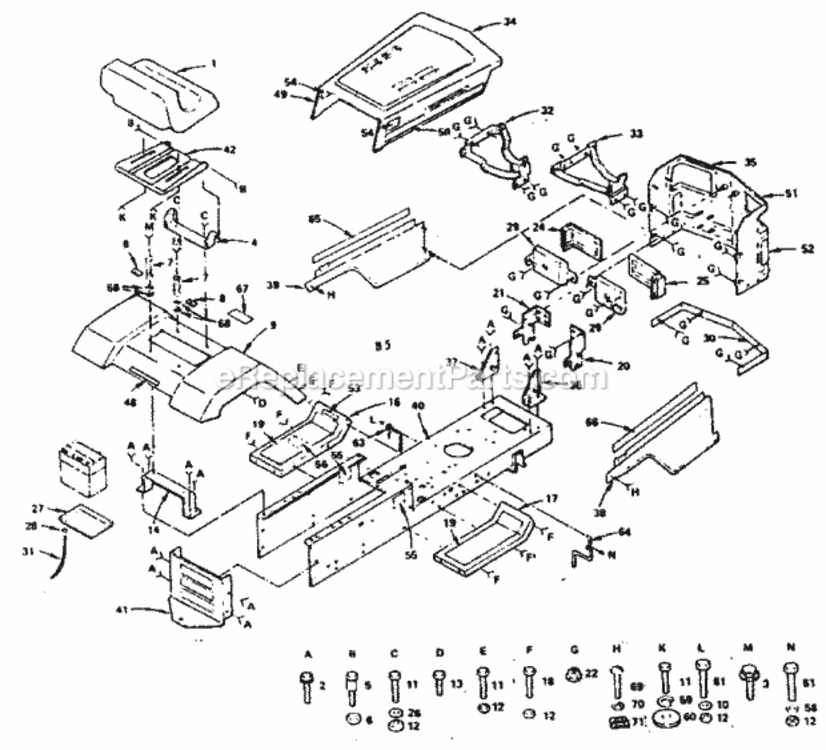 Page B Diagram and Parts List for 917255736  Craftsman Lawn Tractor