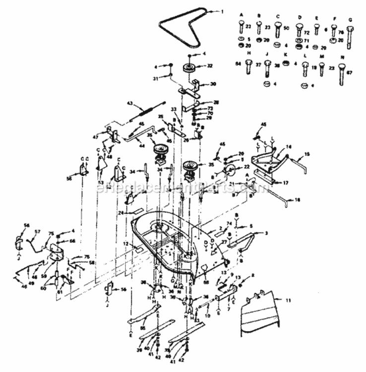 Page G Diagram and Parts List for 917255736  Craftsman Lawn Tractor