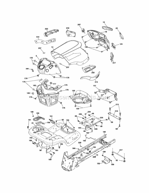 Page B Diagram and Parts List for 917255737  Craftsman Lawn Tractor