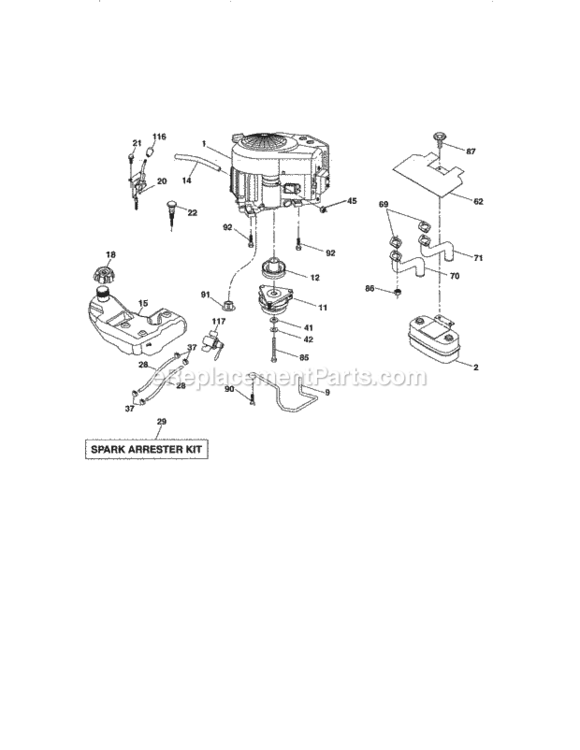 Page D Diagram and Parts List for 917255737  Craftsman Lawn Tractor
