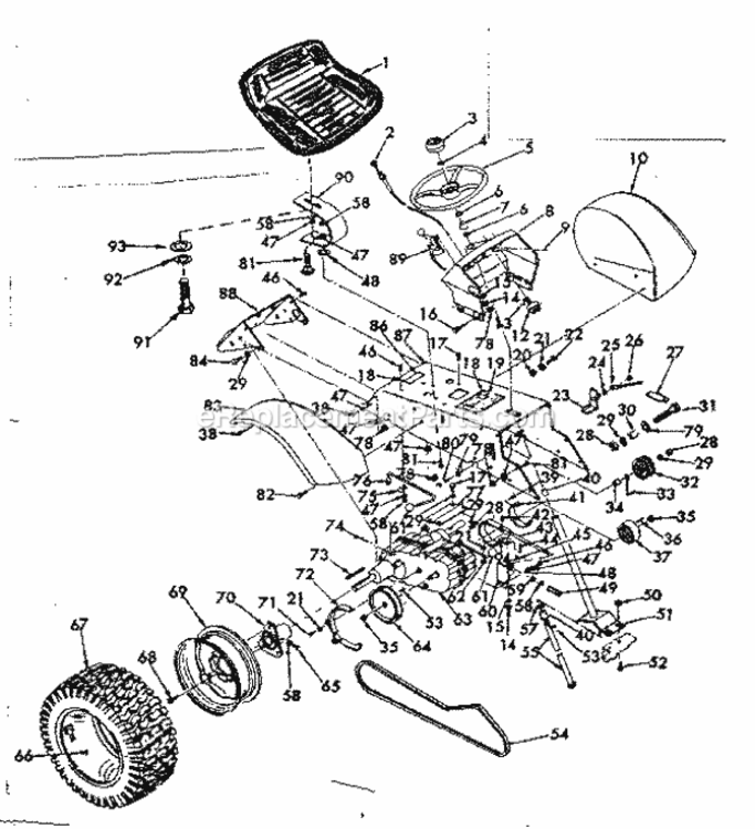 Page B Diagram and Parts List for 91725580  Craftsman Lawn Tractor