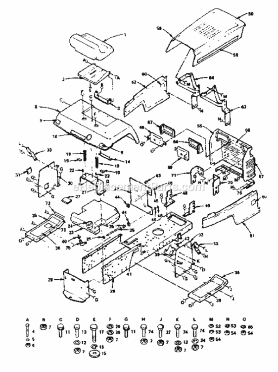 Page B Diagram and Parts List for 917255810  Craftsman Lawn Tractor