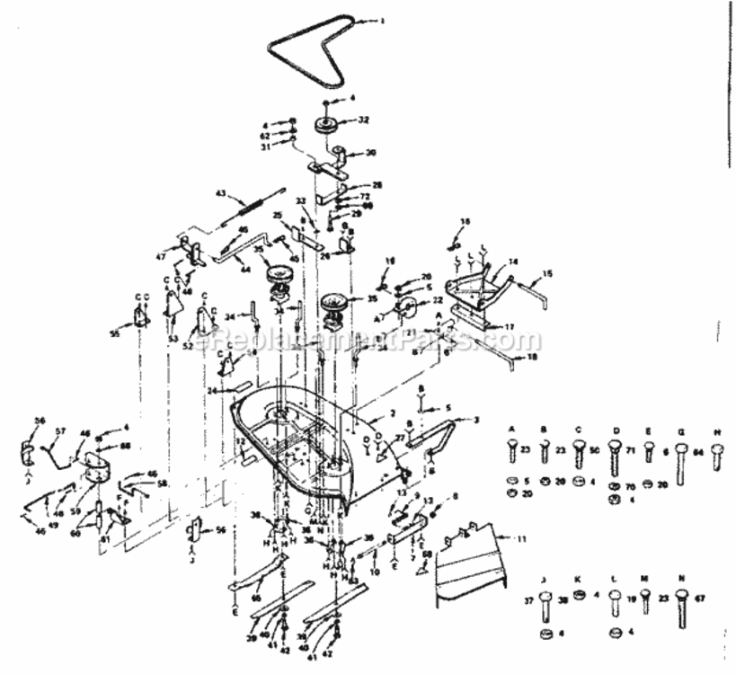 Page G Diagram and Parts List for 917255812  Craftsman Lawn Tractor