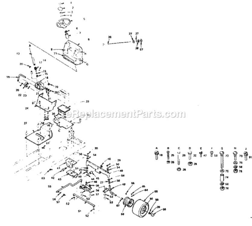 Page D Diagram and Parts List for 917255813  Craftsman Lawn Tractor