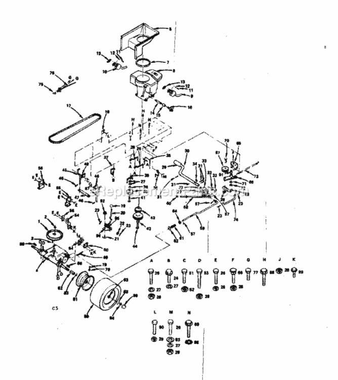 Page C Diagram and Parts List for 917255820  Craftsman Lawn Tractor