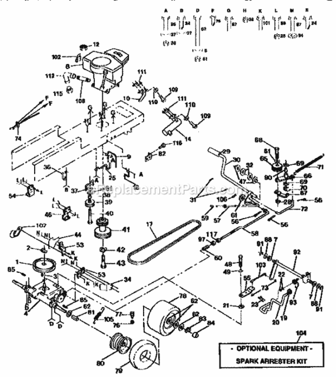 Page C Diagram and Parts List for 917255891  Craftsman Lawn Tractor