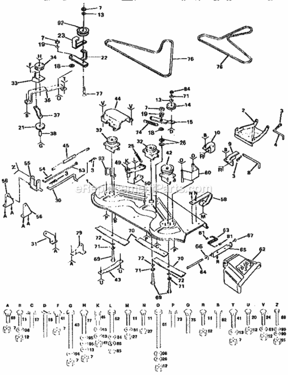 Page F Diagram and Parts List for 917255891  Craftsman Lawn Tractor