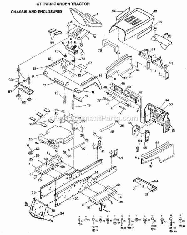 Page B Diagram and Parts List for 9172559101  Craftsman Lawn Tractor