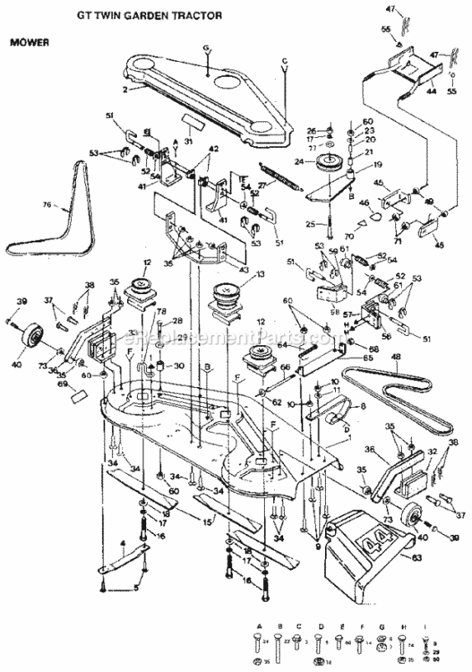 Page F Diagram and Parts List for 9172559101  Craftsman Lawn Tractor