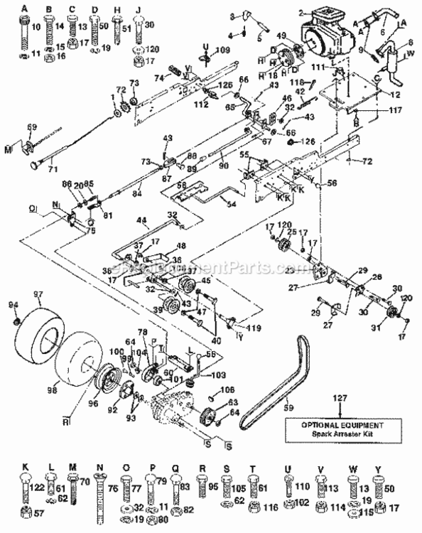 Page C Diagram and Parts List for 9172559102  Craftsman Lawn Tractor