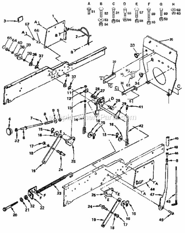 Page E Diagram and Parts List for 9172559103  Craftsman Lawn Tractor