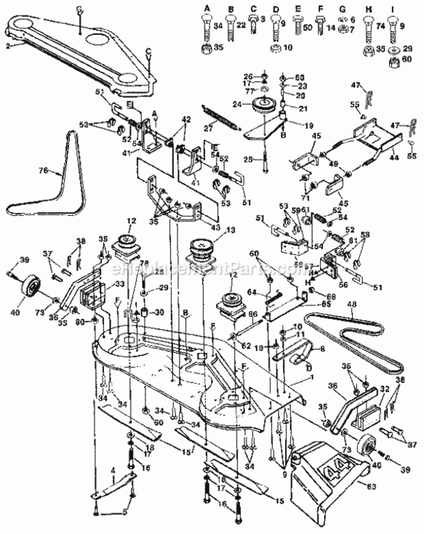 Page F Diagram and Parts List for 9172559103  Craftsman Lawn Tractor