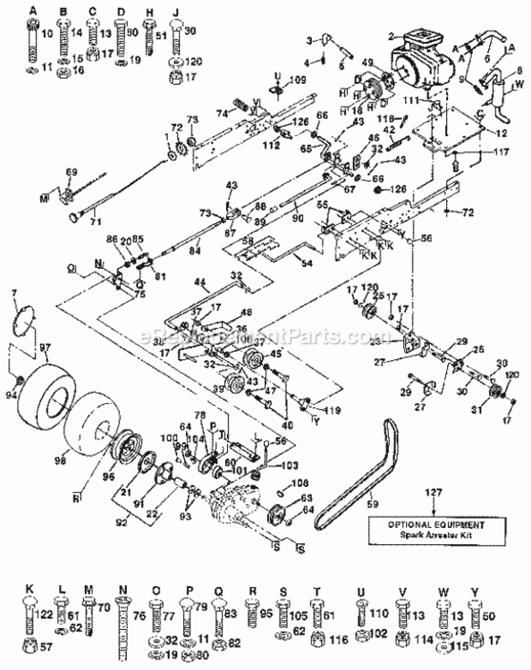 Page C Diagram and Parts List for 9172559105  Craftsman Lawn Tractor