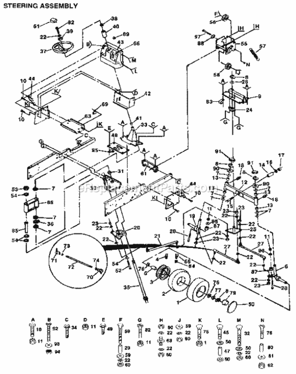 Page F Diagram and Parts List for 9172559106  Craftsman Lawn Tractor