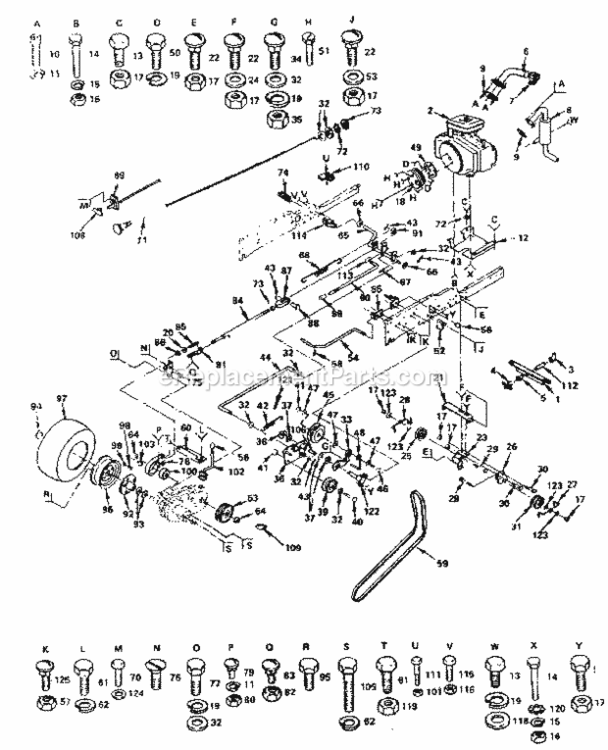 Page C Diagram and Parts List for 917255912  Craftsman Lawn Tractor