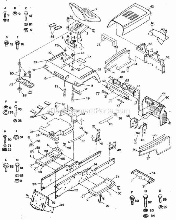 Page B Diagram and Parts List for 917255916  Craftsman Lawn Tractor