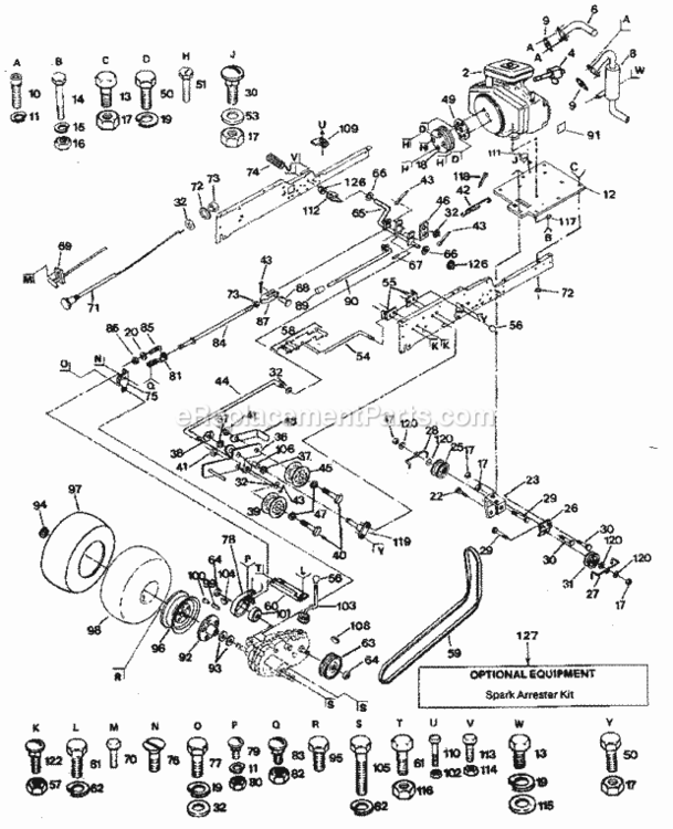 Page C Diagram and Parts List for 917255916  Craftsman Lawn Tractor
