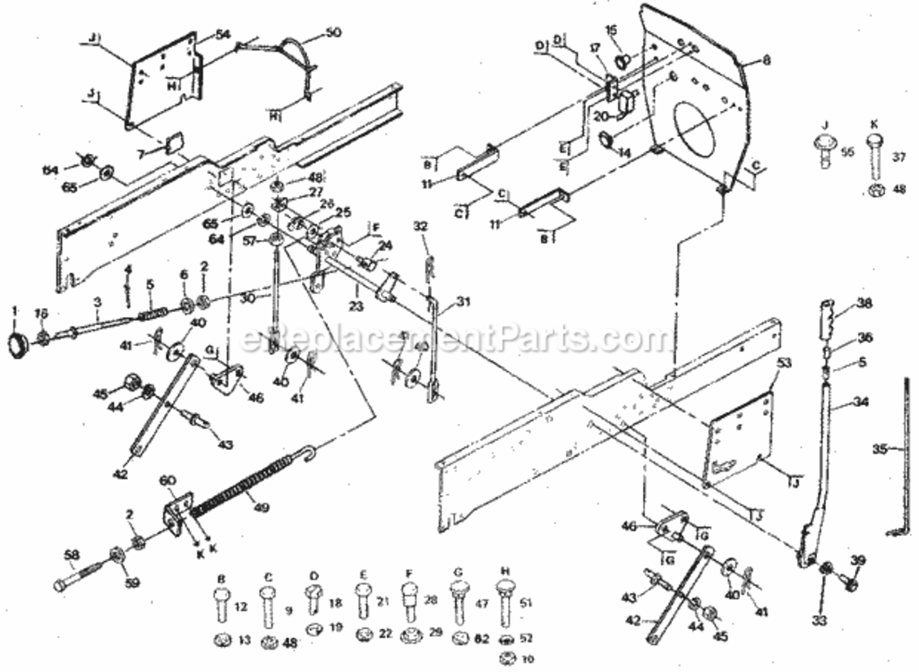 Page E Diagram and Parts List for 917255916  Craftsman Lawn Tractor