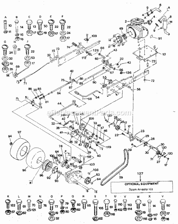 Page C Diagram and Parts List for 917255917  Craftsman Lawn Tractor