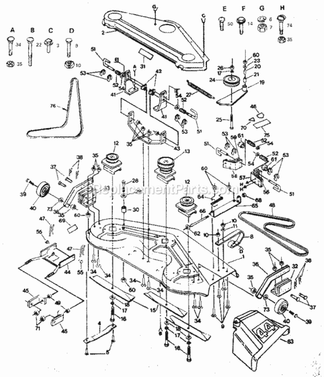 Page F Diagram and Parts List for 917255917  Craftsman Lawn Tractor