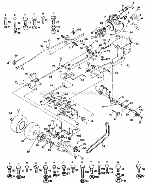 Page C Diagram and Parts List for 917255918  Craftsman Lawn Tractor