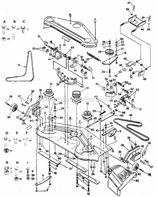 Page F Diagram and Parts List for 917255919  Craftsman Lawn Tractor