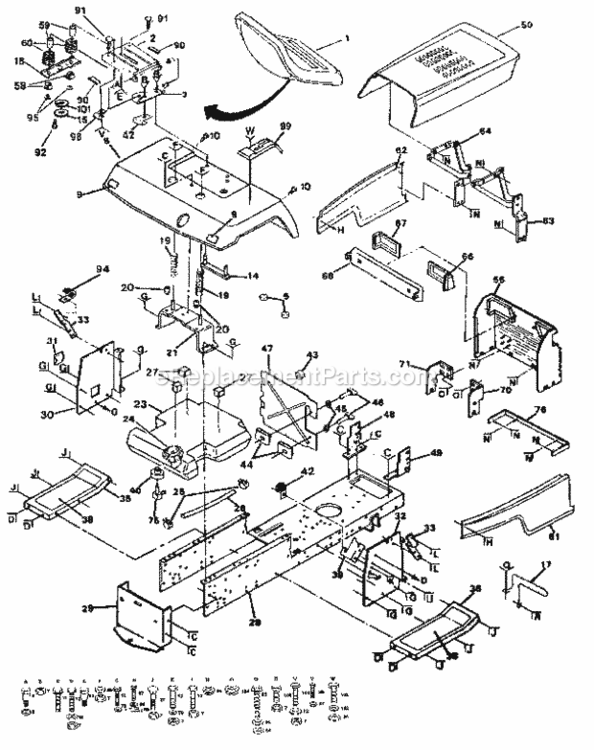 Page B Diagram and Parts List for 917255920  Craftsman Lawn Tractor