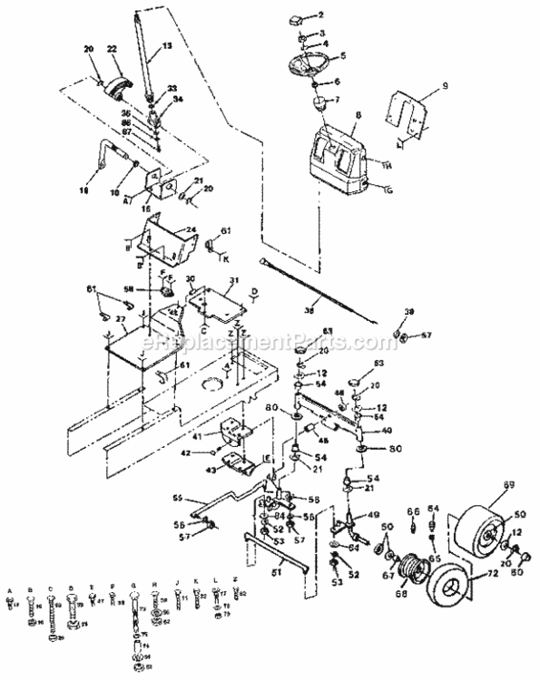 Page D Diagram and Parts List for 917255920  Craftsman Lawn Tractor