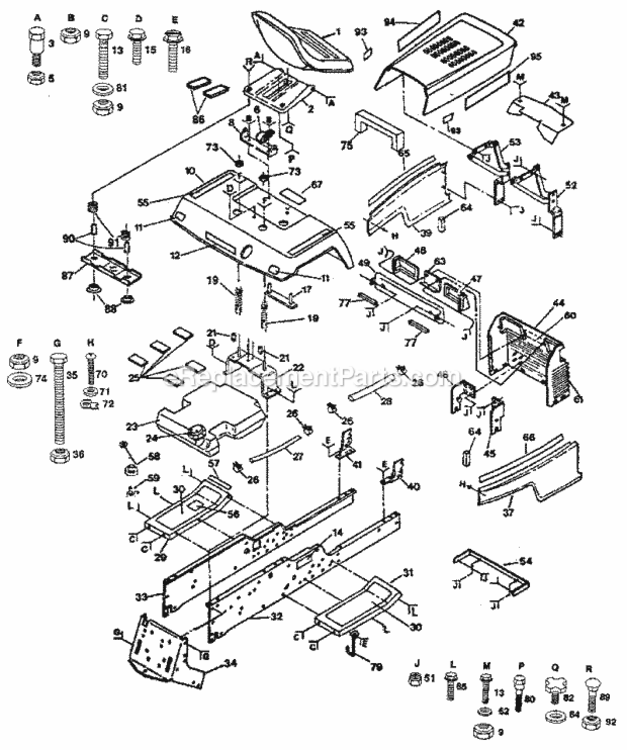 Page B Diagram and Parts List for 917255930  Craftsman Lawn Tractor