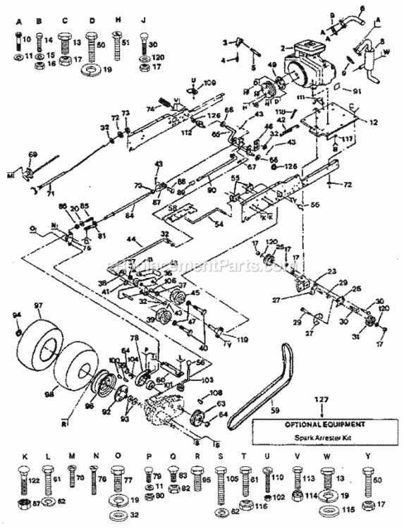 Page C Diagram and Parts List for 917255930  Craftsman Lawn Tractor