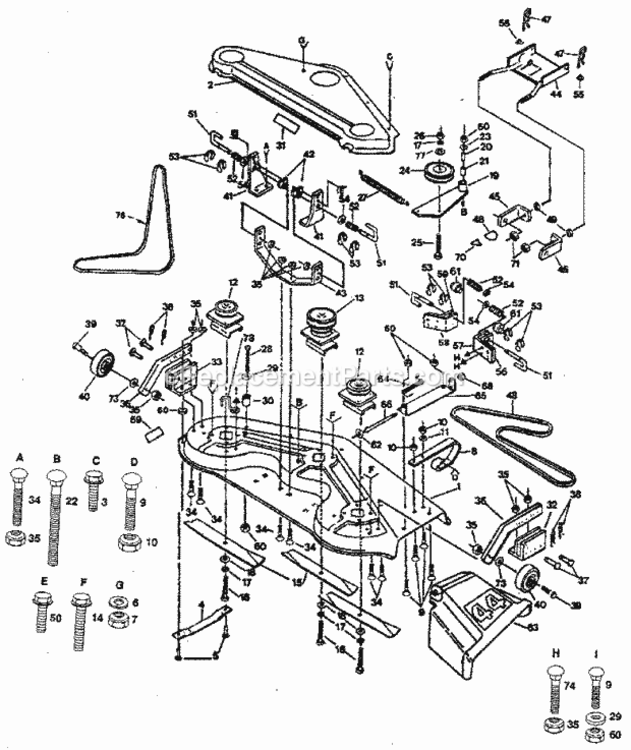 Page F Diagram and Parts List for 917255930  Craftsman Lawn Tractor