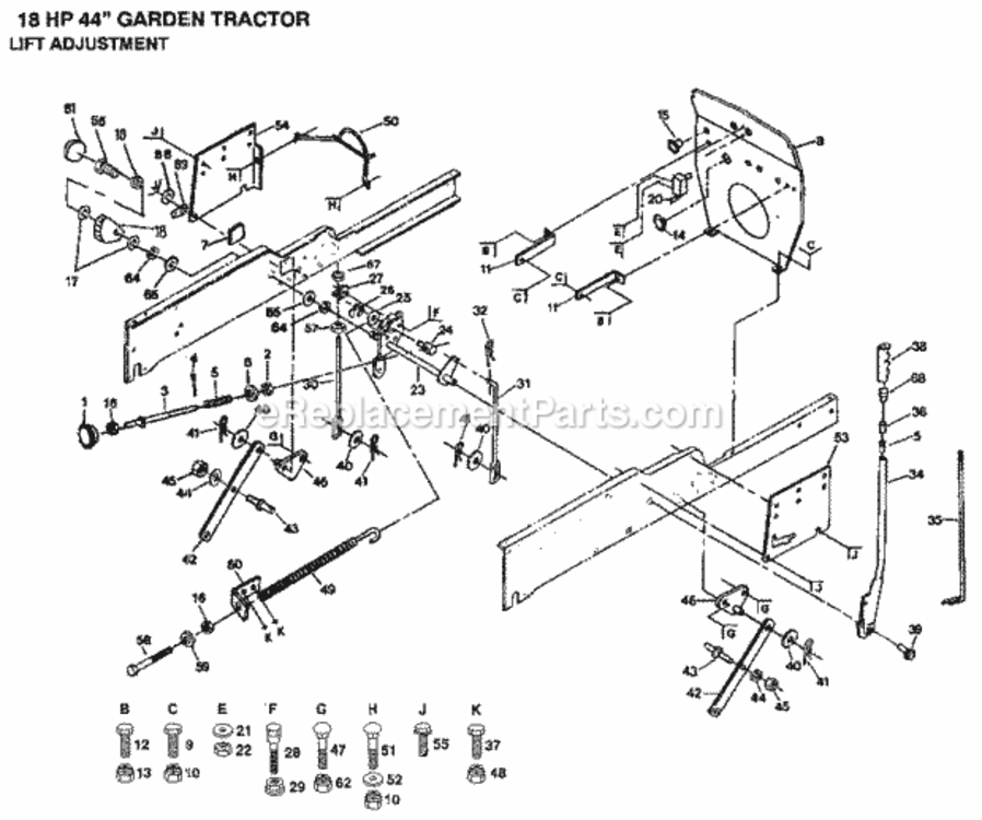 Page E Diagram and Parts List for 917255932  Craftsman Lawn Tractor