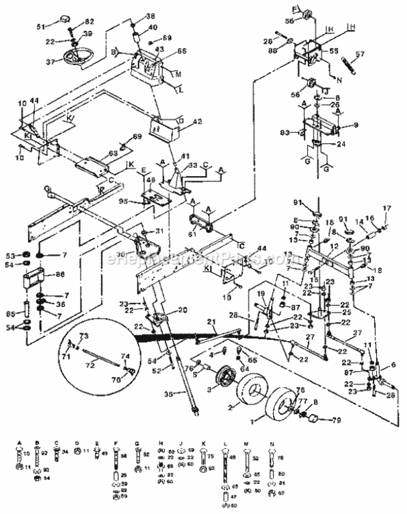 Page D Diagram and Parts List for 917255933  Craftsman Lawn Tractor