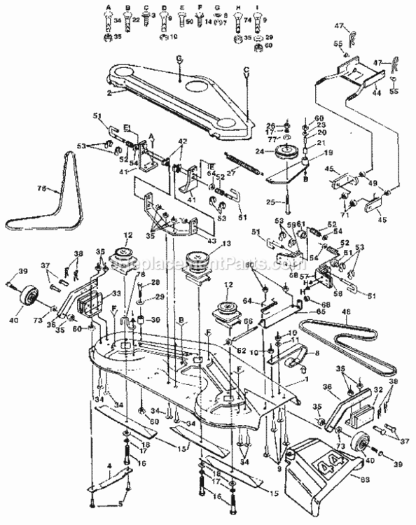 Page F Diagram and Parts List for 917255933  Craftsman Lawn Tractor